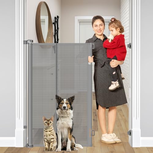 Reinforced 48" Extra Tall Dog Gate with Support Rods (Gray / Reinforced 48" Tall x 55" Wide)