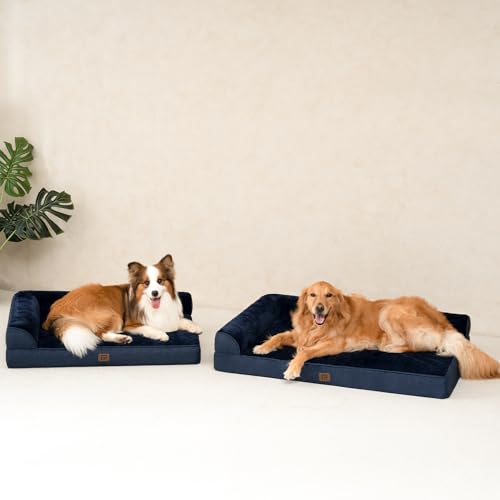 Memory Foam Dog Bed Large Size Dogs (Navy Blue / 36.0"L x 27.0"W x 6"Th)