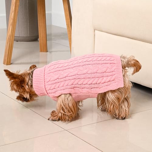 Dog Sweater 2 Pack for Small Dogs (Pink & Red / Small)