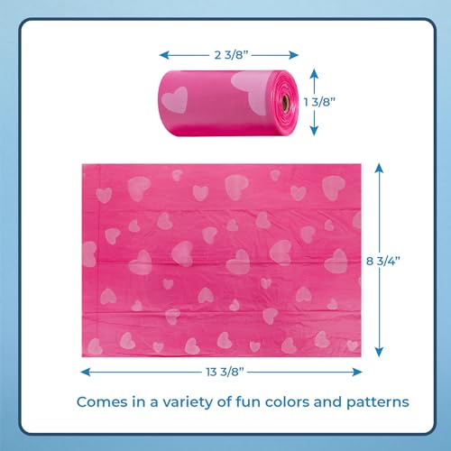 Poop Bags for Dogs (Pink Heart / 240 Bags)