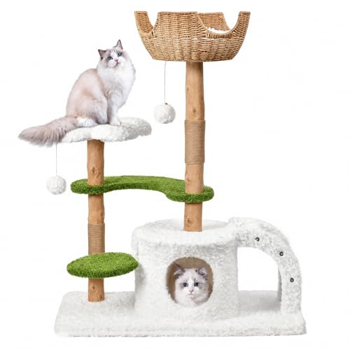 Modern Cat Tree (White&Green / 45.6'')