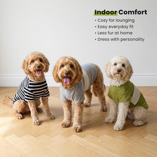 3 Pack Color Block Striped Dog Shirt (Medium / Green-Grey-Black)