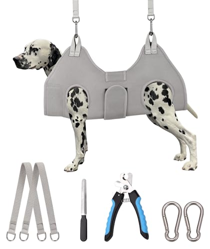 Dog Grooming Hammock (XXL (120 LB Max) Silver Grey 16-27in)