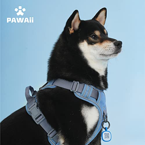 No Pull Dog Harness with Pet ID Tag (L (Chest: 27"-32" ) / Denim Blue)