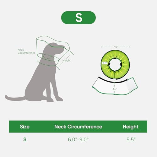 Sponge Dog Cone Collar Stop Licking After Surgery (Kiwi / S(Neck 6"-9"))