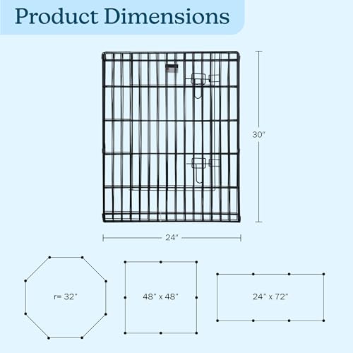 Dog Playpen Foldable Metal Exercise Puppy Play Pen with 8 24x30in Panels (24" X 30")