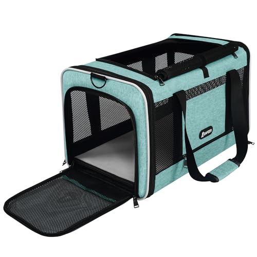 Cat Carrier 18"x11"x11" TSA Approved Ventilated Pet Air Travel Cage (Turquoise / 18.0"L x 11.0"W x 11.0"H)