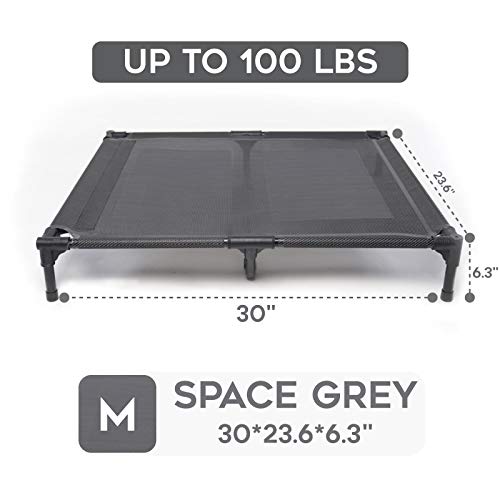 Elevated Dog Bed for Medium Dogs (M (30"Lx 23"Wx6.3"H) / Grey)