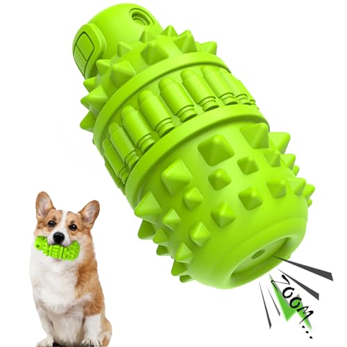 Natural Rubber Squeaky Dog Chew Toy for Medium Aggressive Chewers (Green / Medium（For 30–55 lb dogs）)