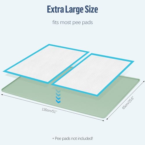 Pee Pad Holder for Dogs 51''x25.6'' Silicone Puppy Pee Pad Tray (Green)
