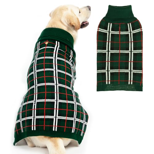 Dog Sweaters for Large Medium Small Dogs (M/L - Chest 25", Back 18" / Green)