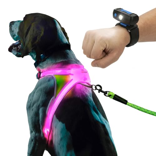LightHound Light Up Reflective Dog Harness and Wrist Light (X-Large)