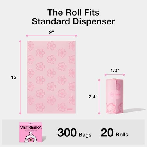 Cherry Blossom Scented Dog Poop Bags (Cherry Blossom / 1 Count (Pack of 300))