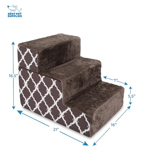 Dog Stairs & Steps (Brown Lattice Print / H: 16.5 Inches (Foldable))