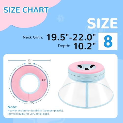 Sponge Core Dog Cone (Pink / Size 8(Neck: 19.5"- 22.0"))