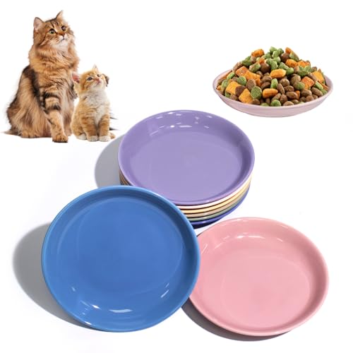 8 Pack] Ceramic Cat Food Bowl (8 color)