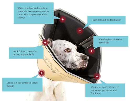Comfy Cone Pet Cone for Dogs (Black / XXL(Neck to Nose 14.5"))