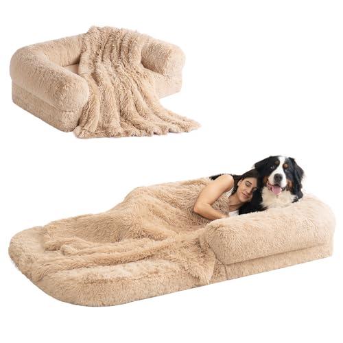 Orthopedic Foldable Human Dog Bed (72x44x11(Folded 44x36) / Camel)