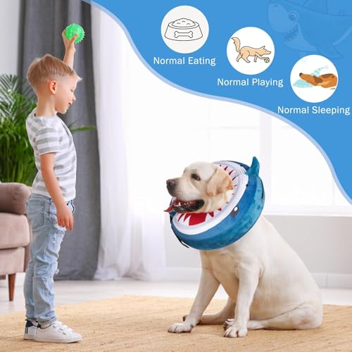 Dog Cone Alternative After Surgery for Small Medium Large Dogs (Blue Shark / L(Neck 16"-18"))