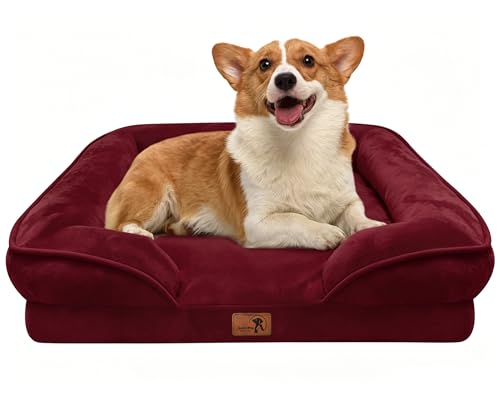 Orthopedic Dog Bed with Sides (28.0"L x 23.0"W x 6.5"Th / Burgundy)