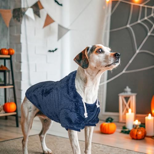 Fleece Dog Sweaters Hoodie for Small Medium Large Dogs Girls Boys (Small-Medium / Navy)