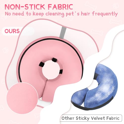 Raised Inflatable Dog Cone Collar to Stop Licking (Solid Pink / XXL(Neck 18.5"-23.5"))