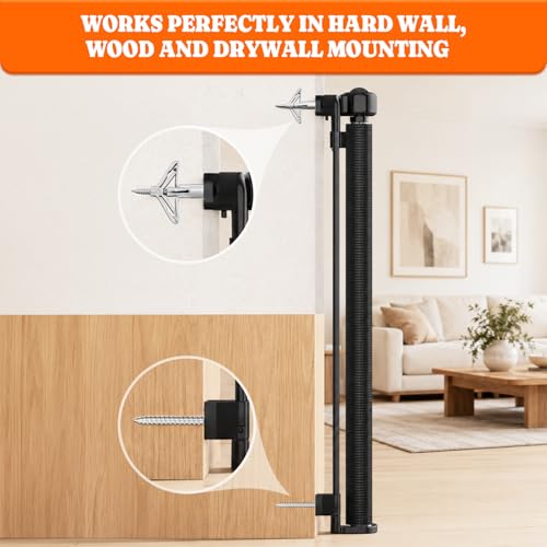 Retractable Baby Gates (Black / 0-150" W x 34" H)