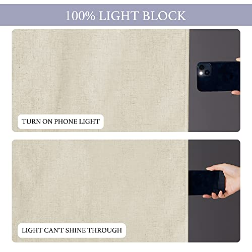 Natural Linen Textured French Door Window Curtains 100% Blackout (Beige / 30"W x 69"L (Pack of 1))