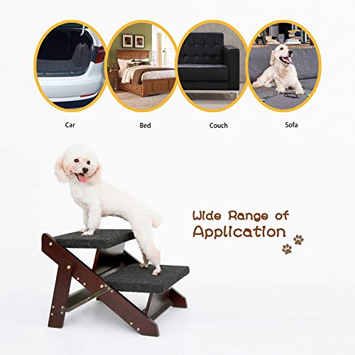 Wooden Pet Stairs (2 Steps – For Sofas (11–19 in) / 17.3" L x 17.24" W x 13" H)