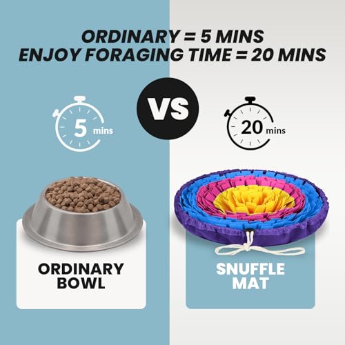 Snuffle Mat Dog Puzzle Feeder for Slow Eating & Brain Training (Yellow Rose Blue)