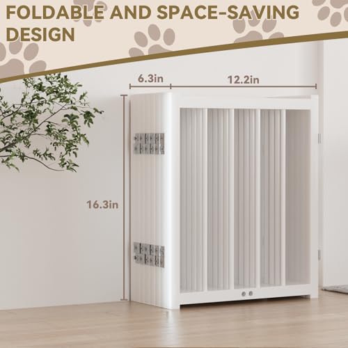 16" Freestanding Short Dog Gate for Small Dogs (White-16"h / Up to 96" W, 8 Panels)
