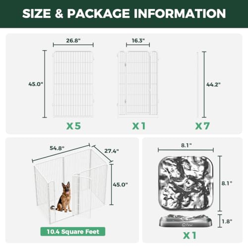 Homeplus Indoor Dog Playpen with Lick Mat (White / 45"H)