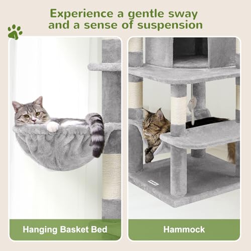 66in Corner Cat Tree Tower for Indoor Large Cat (66inch / Light Gray)