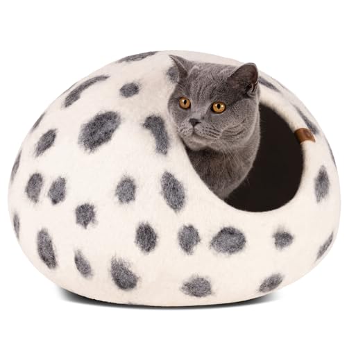 Cat Cave Merino Wool Bed for Indoor Cats (Snow Leopard / Large)