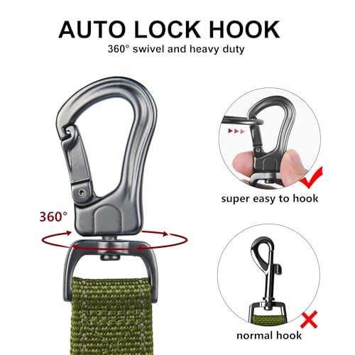 5FT 1IN Heavy Duty Dog Leash for Large Dogs with 2 Padded Handles (Green / 1 in x 5 ft)