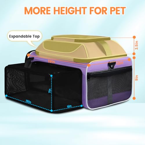 Top and Side Expandable Pet Carrier Airline Approved (Purple with Side Expandable)