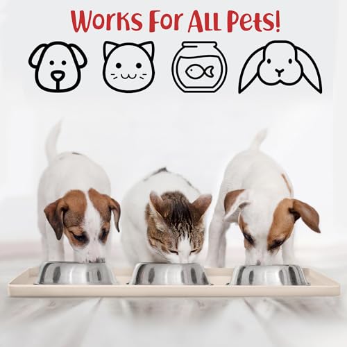 Waterproof Dog Food Mat with Raised Edge (Medium: 21" x 14" / Vanilla)