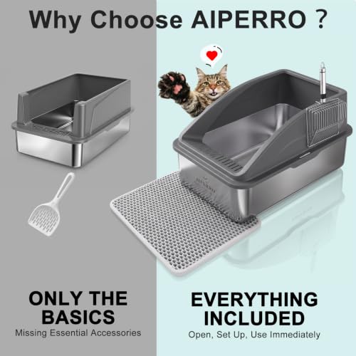 Stainless Steel Litter Box (Dark Grey / X-Large)