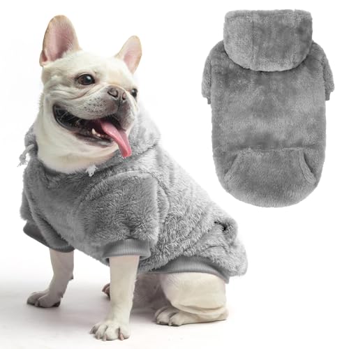 Fleece Dog Sweaters Hoodie for Small Medium Large Dogs Girls Boys (Medium / Grey)