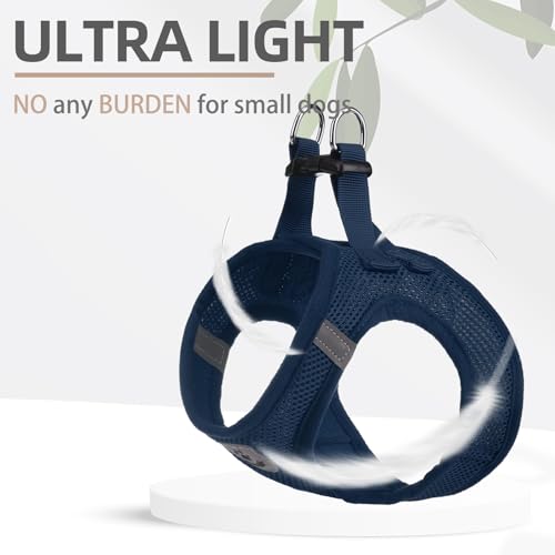 Dog Harness Collar and Leash Set No Pull for Small Medium Sized (Solid NavyBlue / S (CHEST 14.5"-16"))