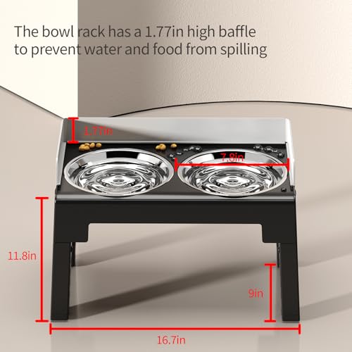 Elevated Dog Bowls for Medium and Large Dogs (2 Stainless Steel Bowls / Grey)