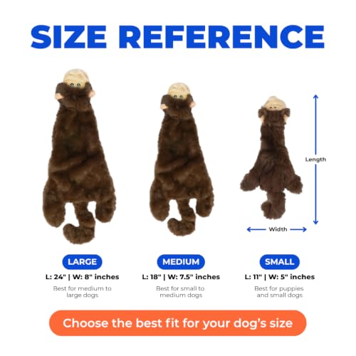 2-in-1 Stuffless Squeaky Dog Toy - Monkey, Medium (Brown Monkey / Medium)