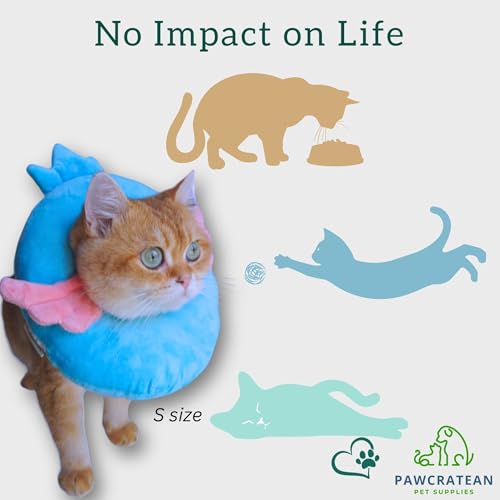 Adjustable Comfy Flower Style Elizabeth Collar for Cats Puppies Soft Recovery Cone Pet Protective Neck Collar (Blue Angel Wing / Medium)