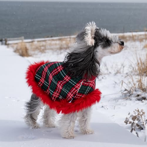 Dog Sweater Cloak (Small(Back Length 10") / Red Plaid)