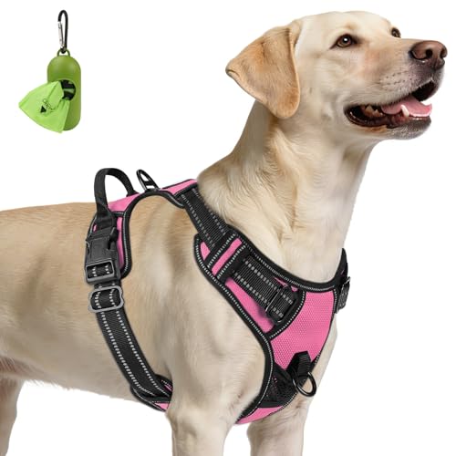 No Pull Dog Harness for Large Dogs (Large / Pink)