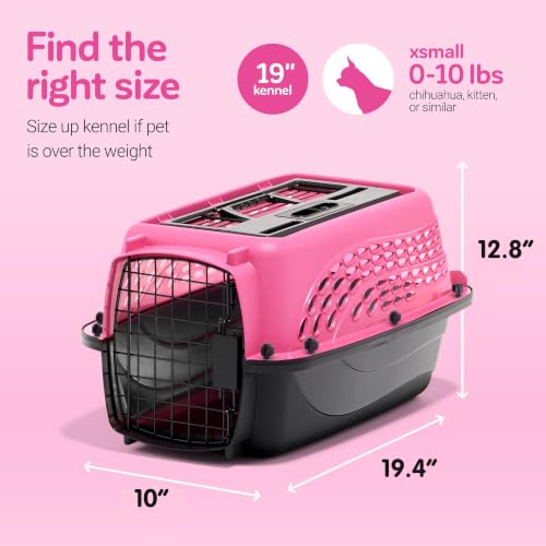 Two Door Plastic Pet Kennel (Two-door / 19.4"L x 10.0"W x 12.8"H / PINK)