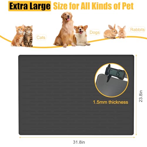 31.8"x23.8" Large Dog Mat for Food and Water (Light Gray / 31.8"L x 23.8"W)
