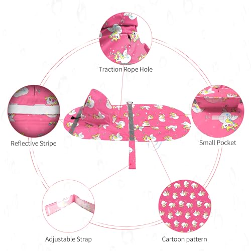Large Dog Raincoat Adjustable (Large (Pack of 1) / Pink Unic)
