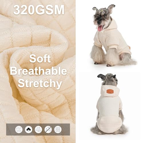 Dog Hoodies Sweater for Large Dogs (Cream / L (Back: 20",Chest: 28", Neck: 17"))