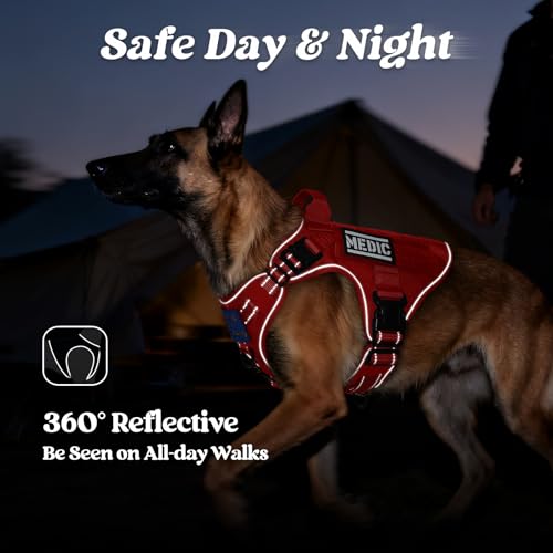 Tactical Dog Harness for Large (Red Reflex / Large)